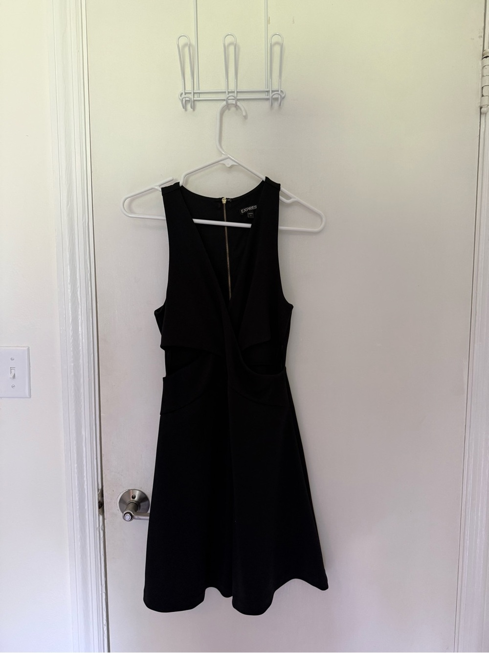 Express Black Sleeveless V-Neck Fit & Flare Dress